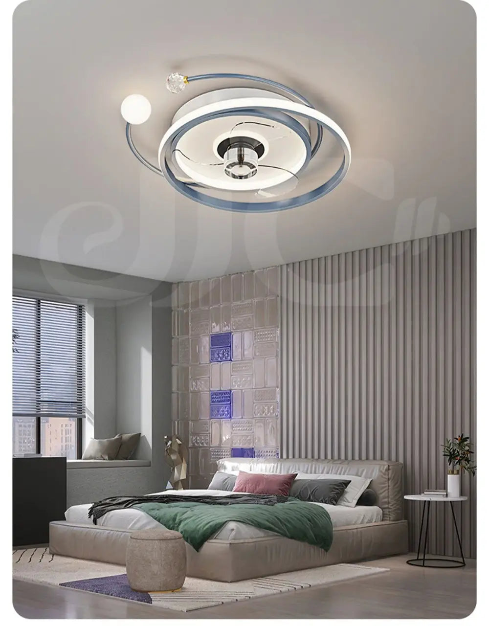 Nordic Modern Ceiling Fan Lamp with 110-24V Stepless Dimming