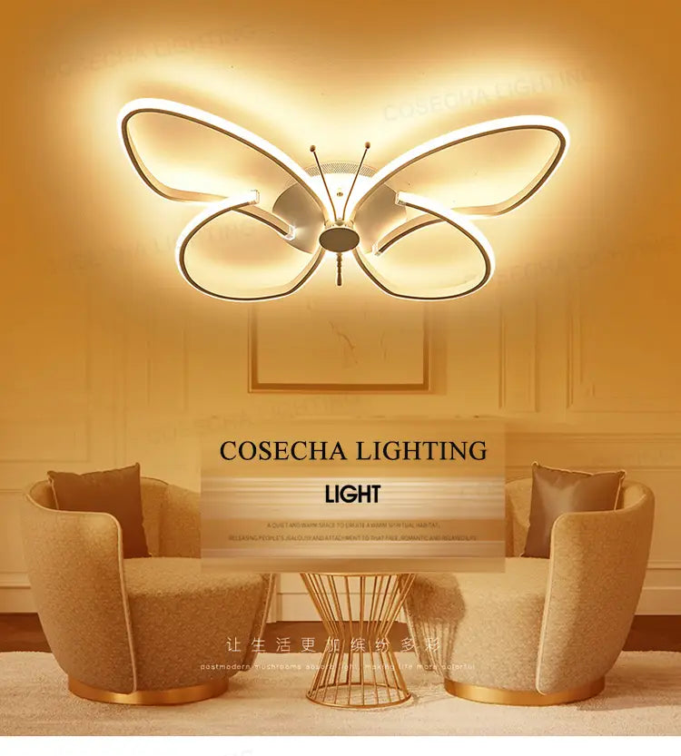 Butterfly Led Ceiling Light Modern White Color Ceiling Lamps