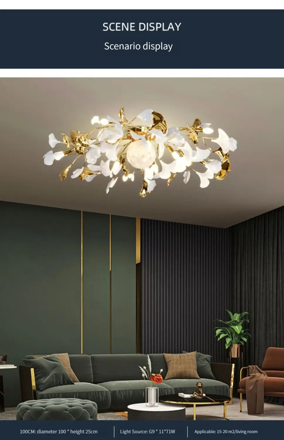 Ava1 - Modern Ginkgo Leaf LED Ceiling Chandelier - Stylish