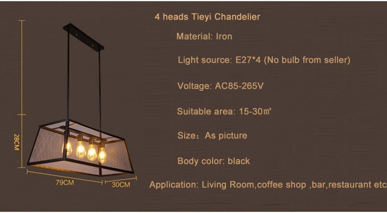 Nordic Industrial Restaurant Chandelier Retro Loft Bar