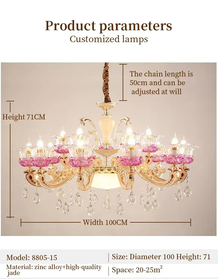 Luxurious European Crystal Flower Chandelier - French Villa