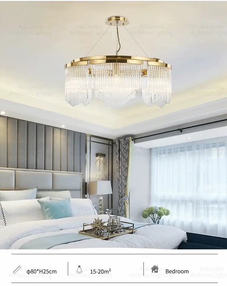 Lustrous Allure: Stainless Steel Crystal LED Chandeliers for