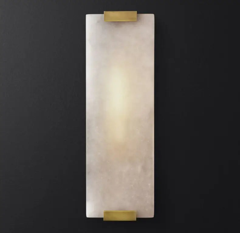 Rectangle Natural Marble LED Wall Lights Copper Foyer