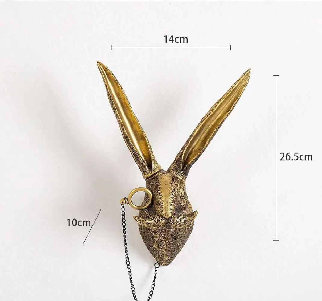 Antique Bronze Resin Animal Pendant Golden Deer Head Wall