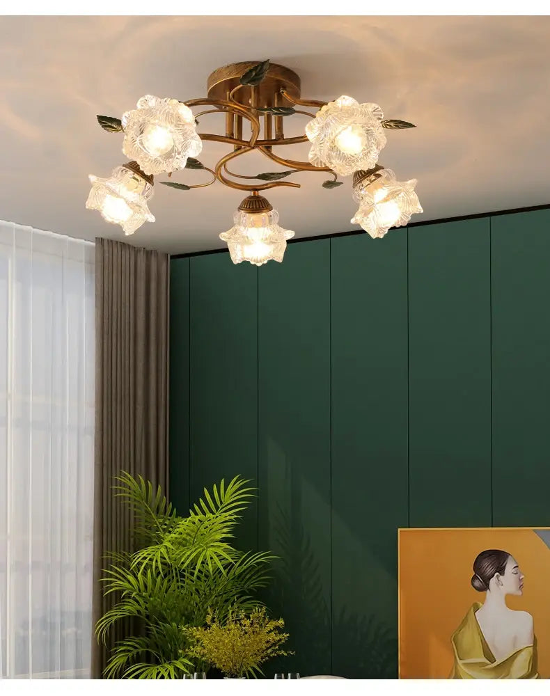 Bella European Vintage LED Ceiling Light - Green Plant