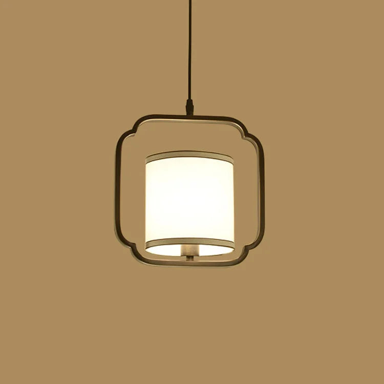 Minimalist Single-Head Fabric Chandelier - Iron Black