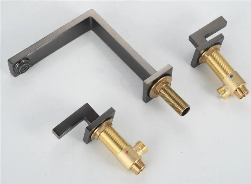 Black Basin Faucet Total Brass Brushed Gold Bathroom Faucet