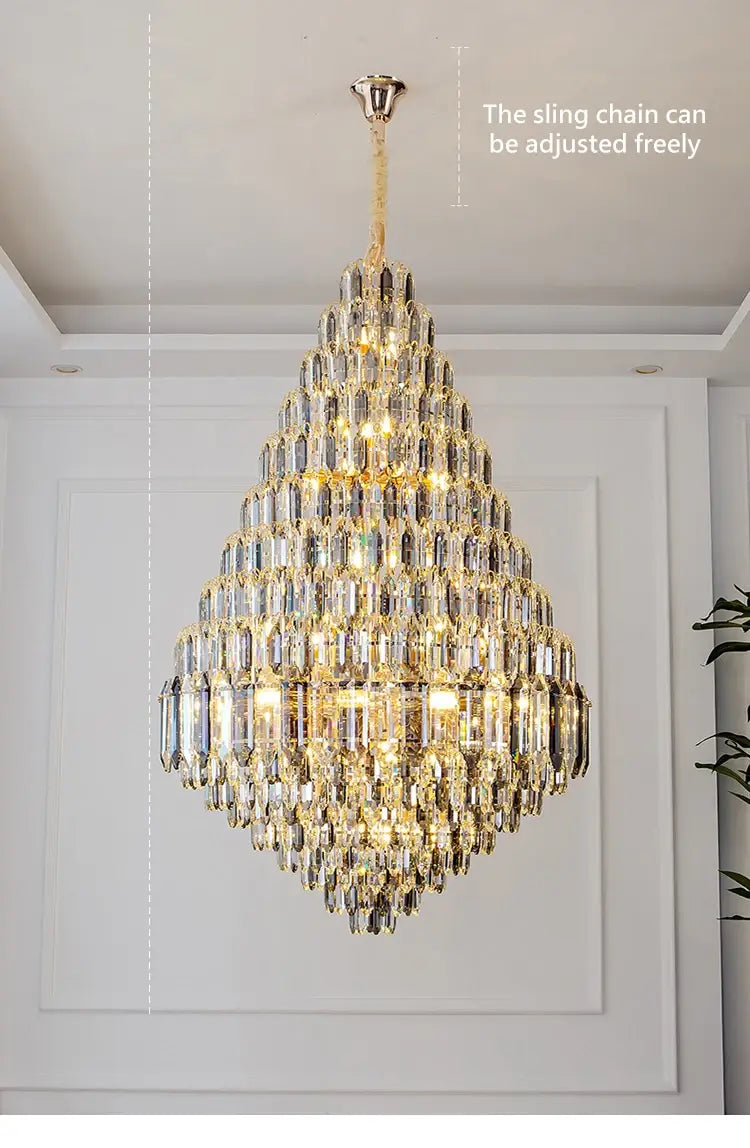 Large Chandelier Indoor Decorative Luxurious Golden Amber