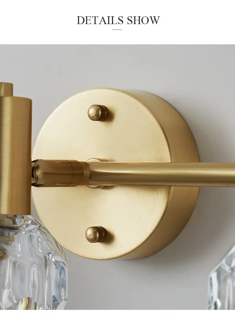Modern Nordic Crystal Mirror Sconce Gold Luxury Simple