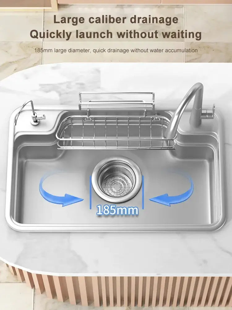 Stainless Steel Kitchen Sink Large Single Slot Household