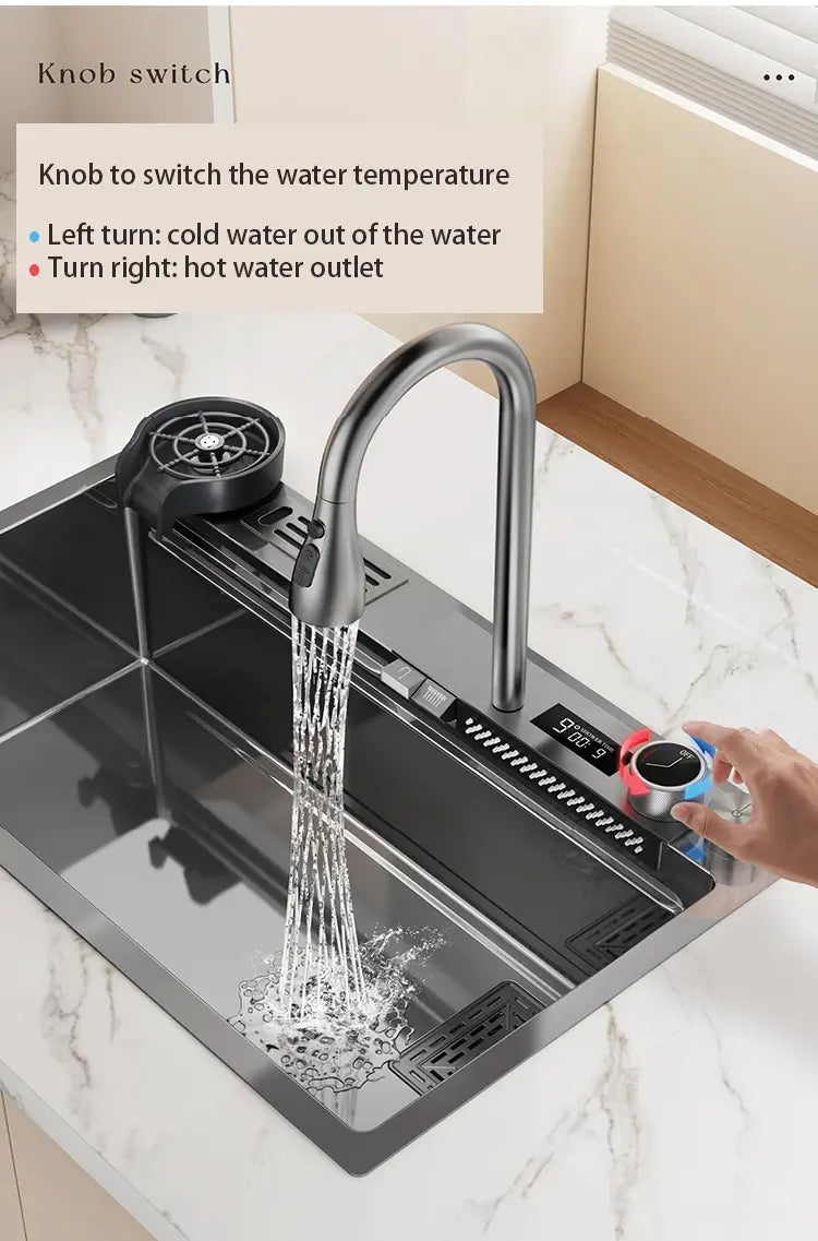 Waterfall Sink Stainless Steel Kitchen Sink Large Single