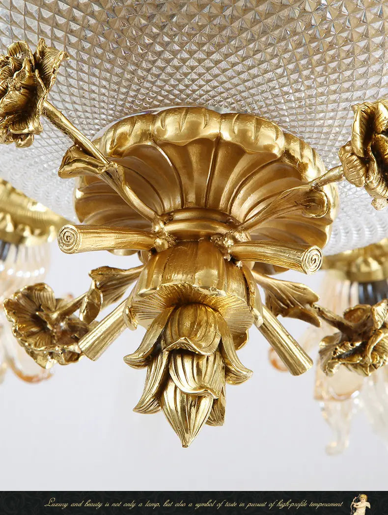 European New Design Led Glass Lampshade Light Brass Pendant