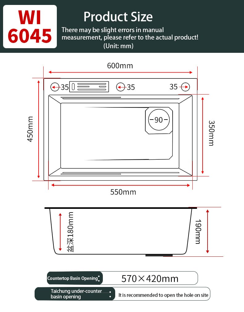 Kitchen Sink SUS304 Stainless Steel Multiple Size Kitchen