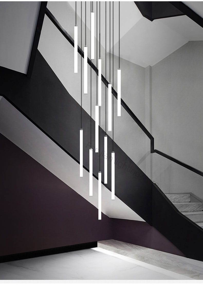 Stair Chandelier Strip Lamp Duplex Building Modern