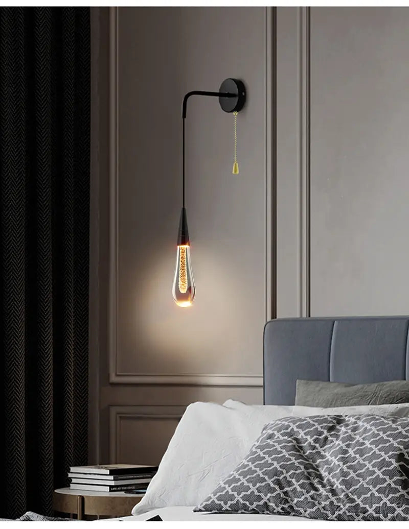 Creative raindrops wall lights living bedroom luxury crystal