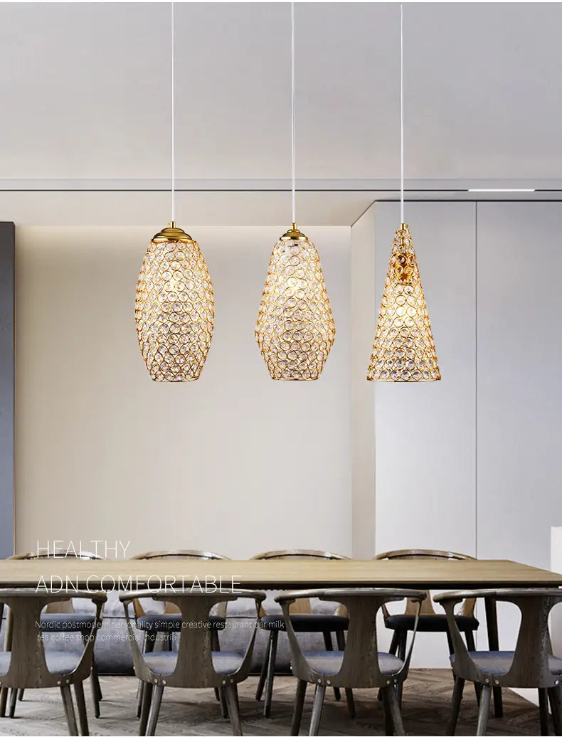 Italian Design Luxury Gold Lustre Crystal Pendant Lights
