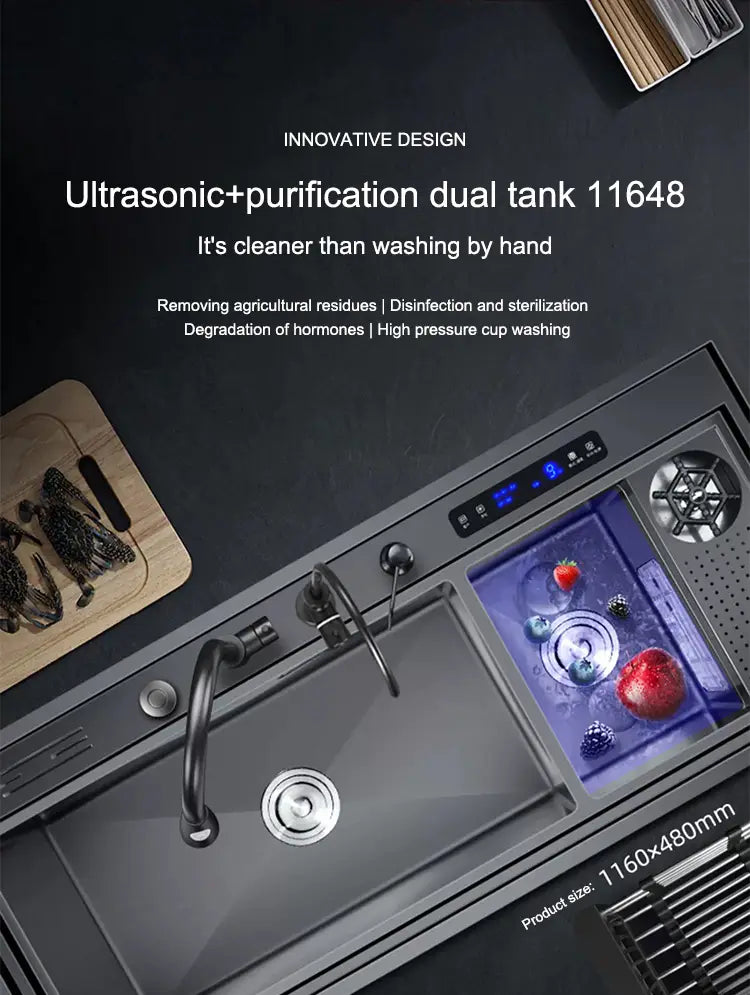 Kitchen Sink Stainless Steel Dishwashing Sink Ultrasonic