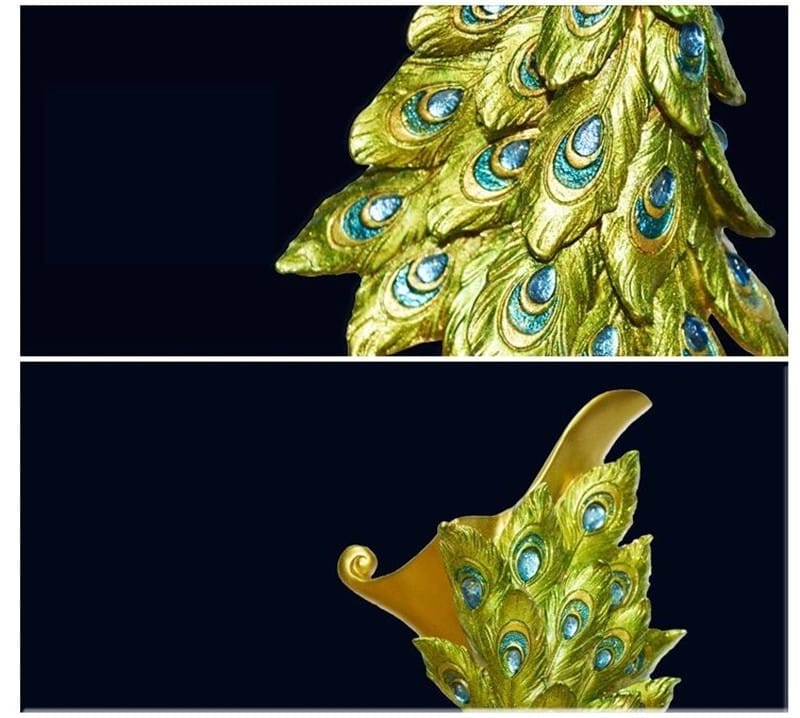 European Peacock Ornament: Elegant Resin Decoration for Home