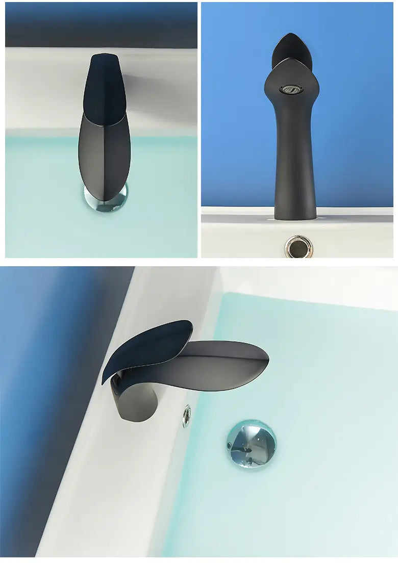 Basin Faucet Modern Bathroom Mixer Tap Black/Chrome Wash