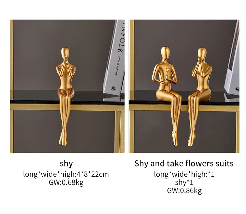 Modern Abstract Golden Resin Sculpture - Desk Accessories
