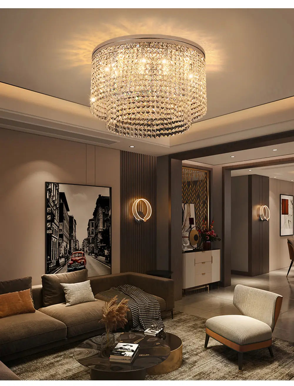 Luxury Chrome Ceiling Chandeliers New Hanging Lamps Light