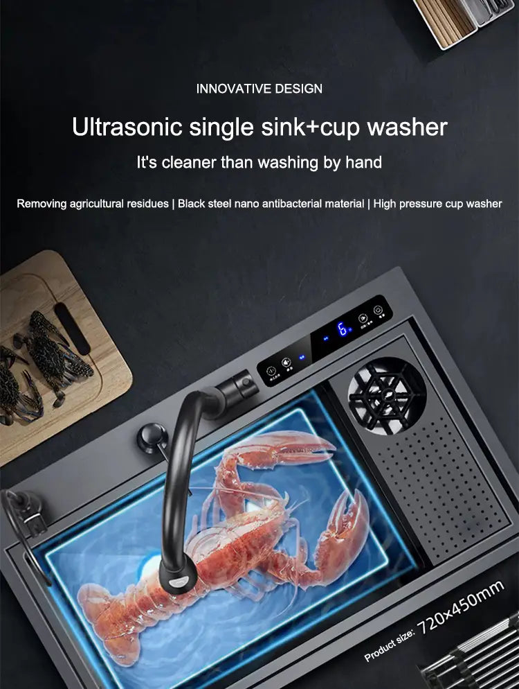 Kitchen Sink Stainless Steel Dishwashing Sink Ultrasonic