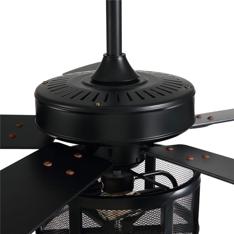 Drum Black Ceiling Fan with Light - Includes Remote Control,