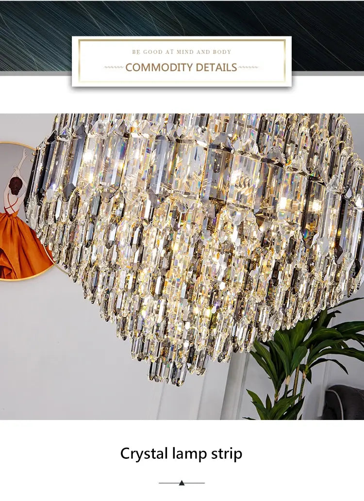 Large Chandelier Indoor Decorative Luxurious Golden Amber