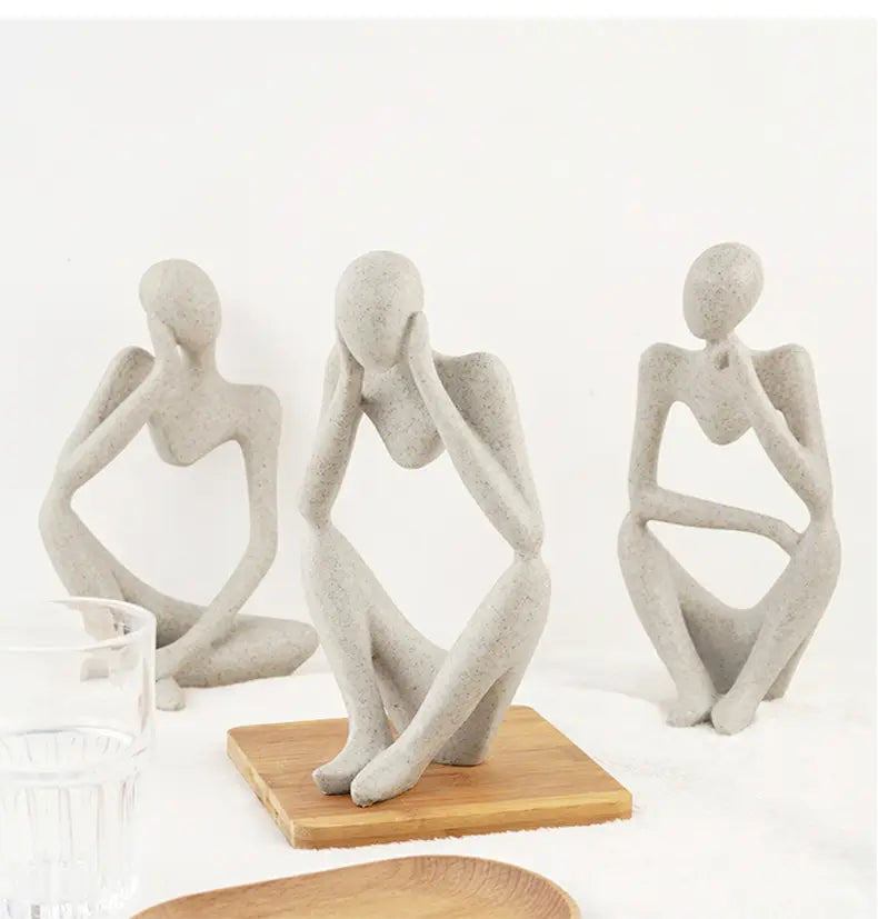 Nordic Abstract Thinker Statue: Modern Handcrafted Resin Art