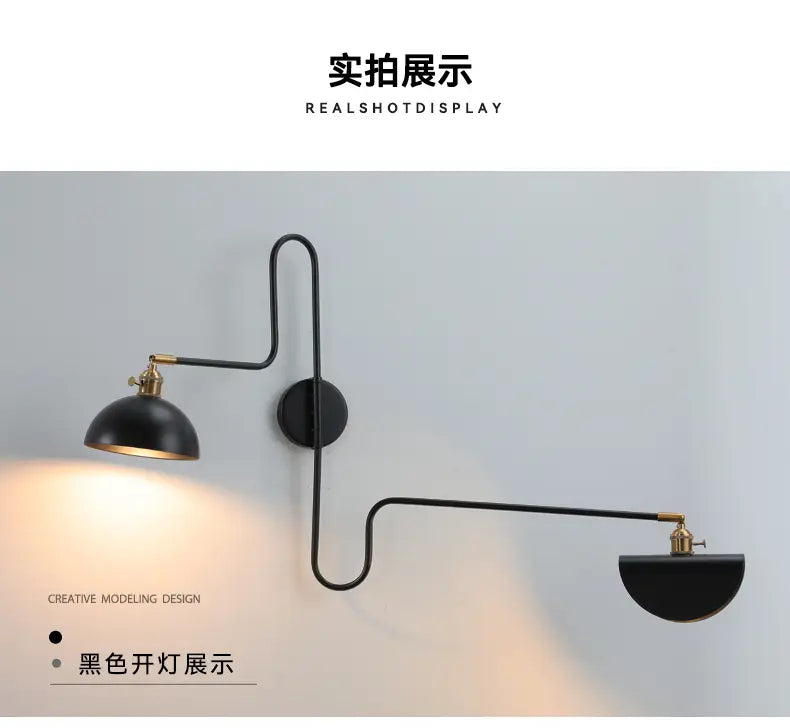 Designer Industrial Long Pole Wall Lamp with Switch