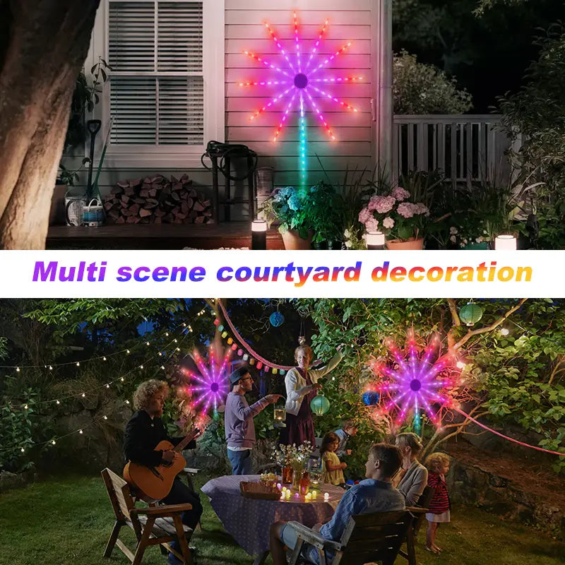 Solar RGBIC Fireworks Lights: Synced, Color-Changing Decor