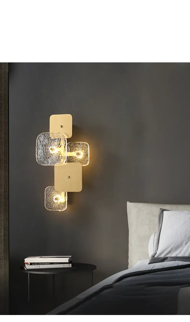 Art Design Brass Wall Lights Clear Glass Parlor Hotel Room