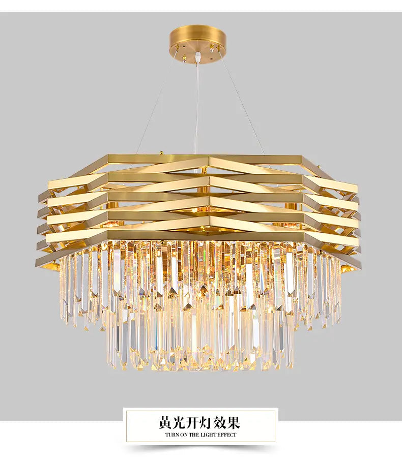 Modern Crystal Chandeliers / Gold Luxury Ceiling Chandelier