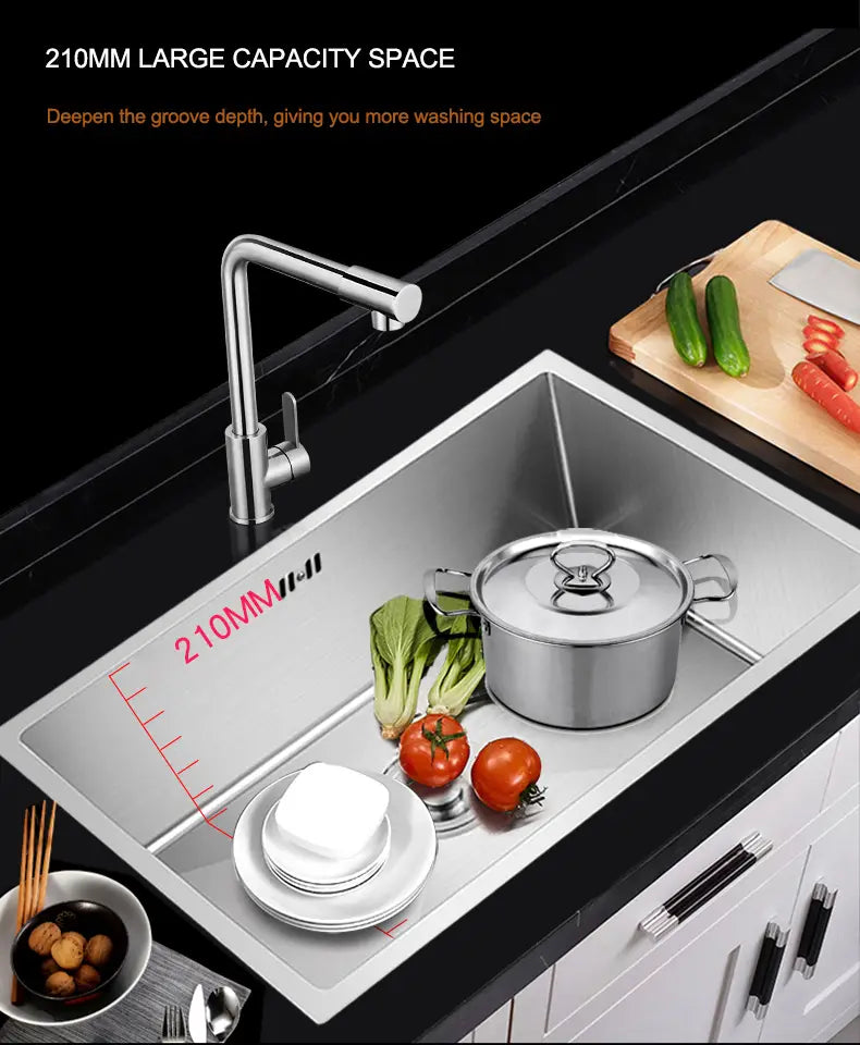 304 Stainless Steel Kitchen Sink Multiple Size Single Bowl