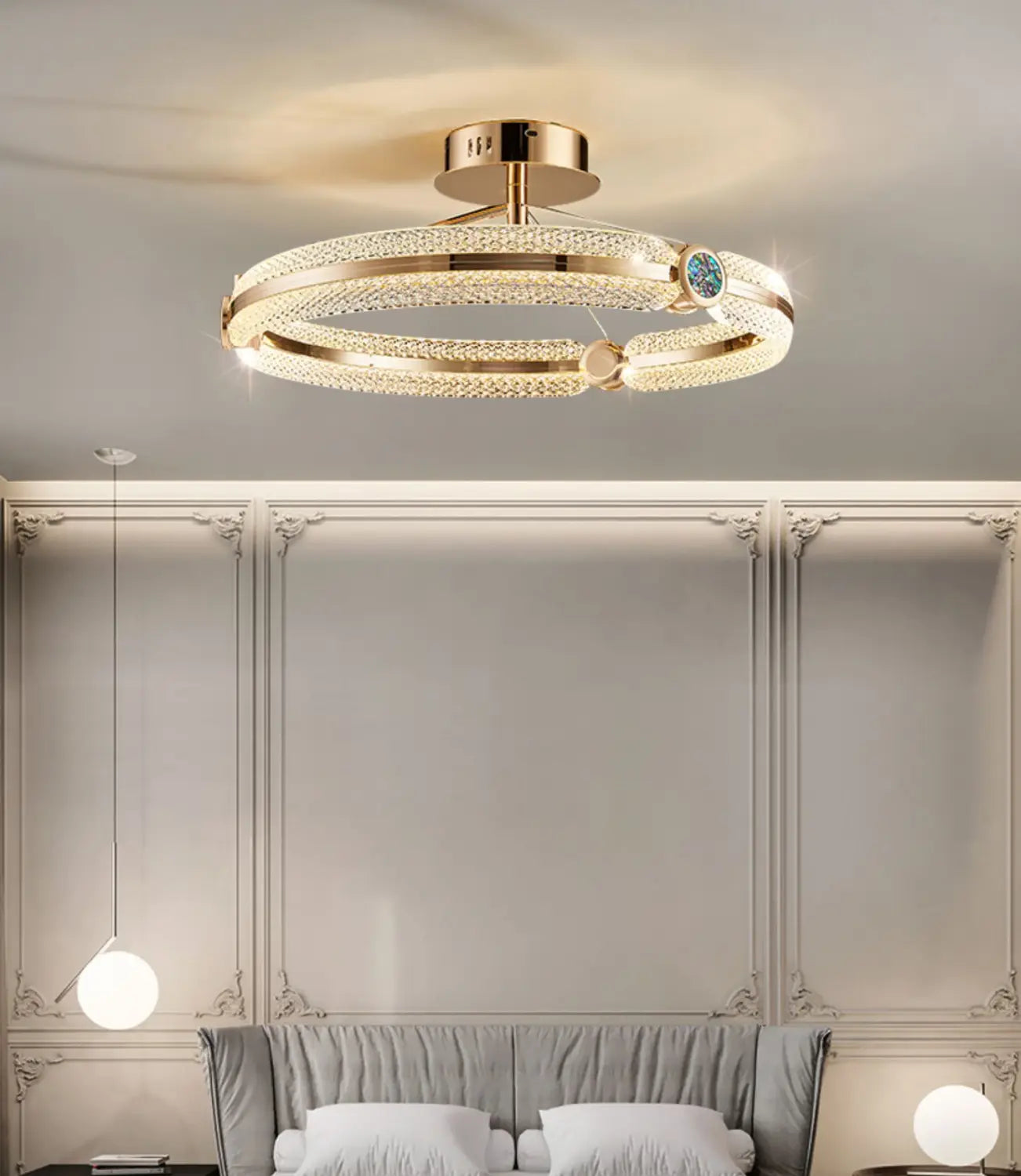 Modern Clear Glass Ceiling Lights Gold Metal For Parlor
