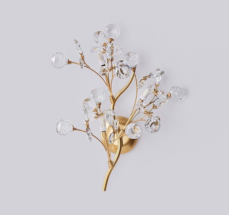 Romantic Flowers Branches G4 Bulb Wall Lights Clear Crystal