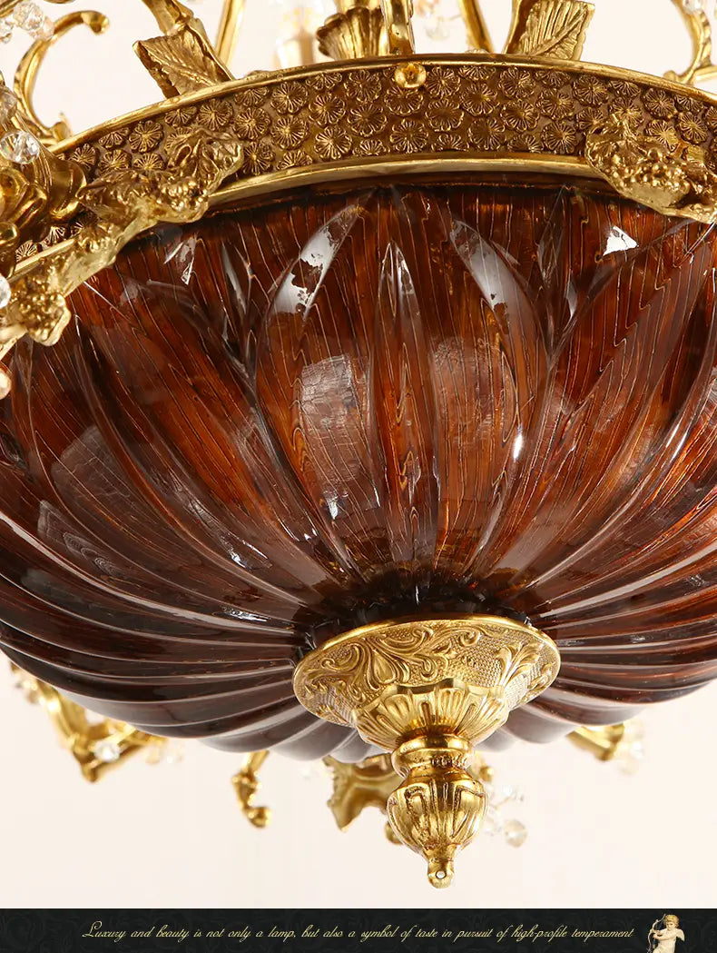 Baroque Copper Oversize Pendant Light Antique Brass