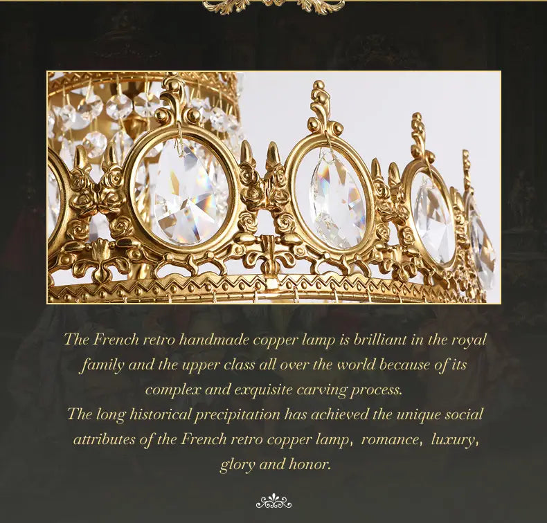 Baroque Royal Crown Crystal Pendant Lamp - Elegant Gold
