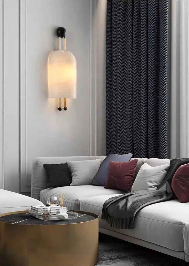 New Style White Glass Wall Lamp E27 Bulb For Bedroom Parlor