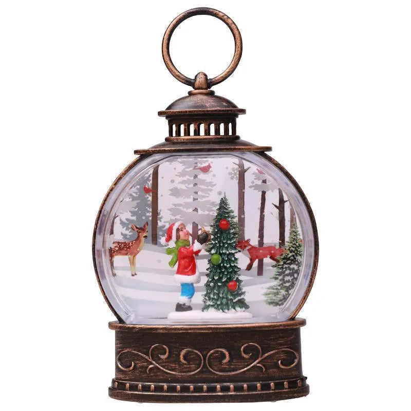 Lighted Christmas Snow Globe Lantern Battery Operated LED