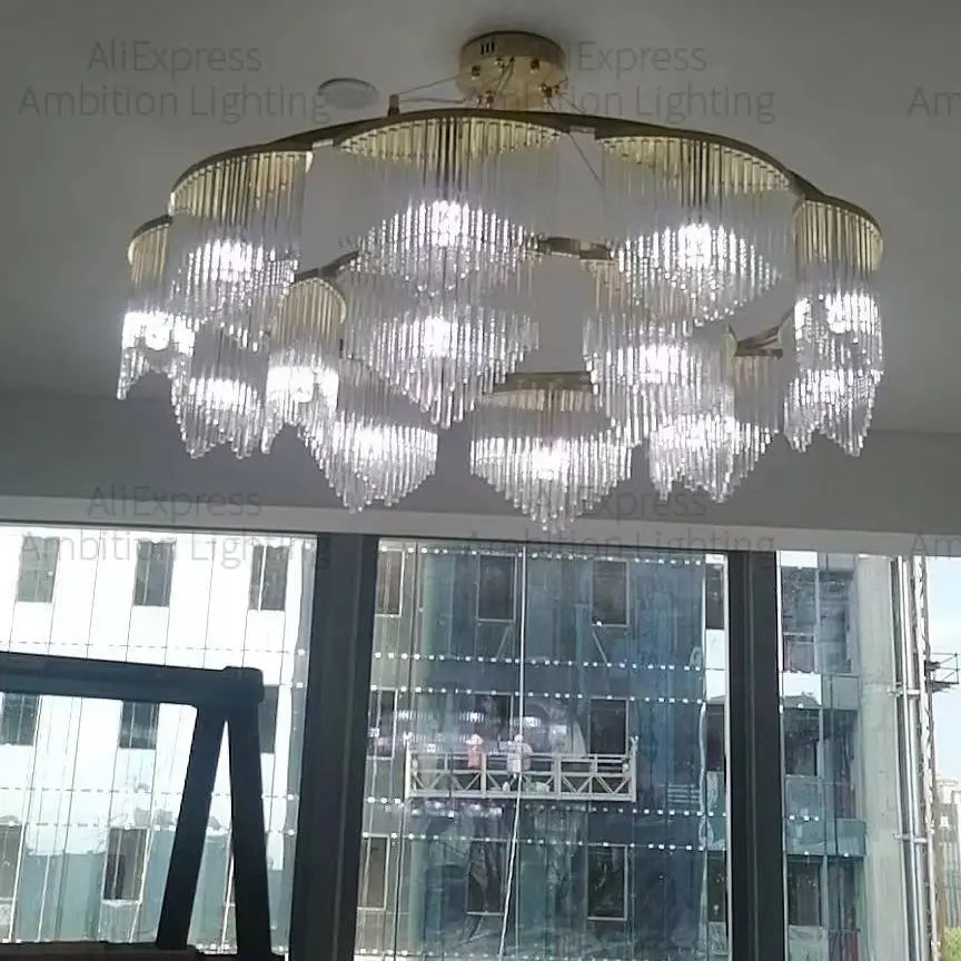 Lustrous Allure: Stainless Steel Crystal LED Chandeliers for