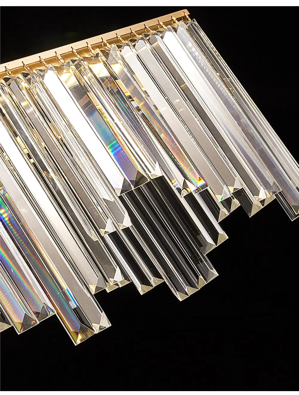 Copper Crystal Grandeur: Rectangular LED Crystal Chandeliers