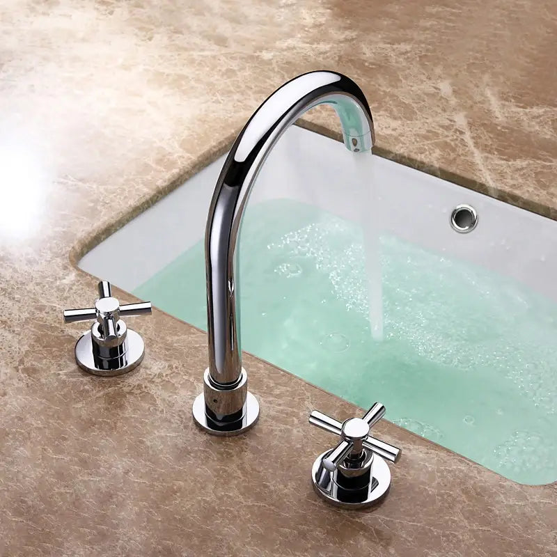 Two Handle Bathroom Faucet 3 Hole 8 inch Basin Faucets