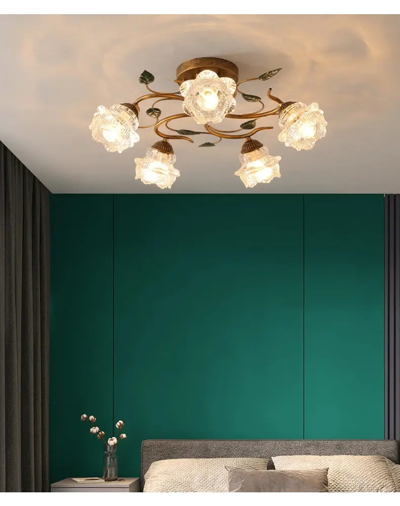 Bella European Vintage LED Ceiling Light - Green Plant