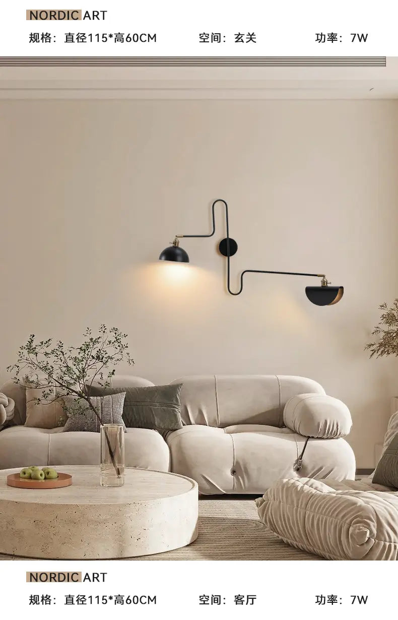 Designer Industrial Long Pole Wall Lamp with Switch