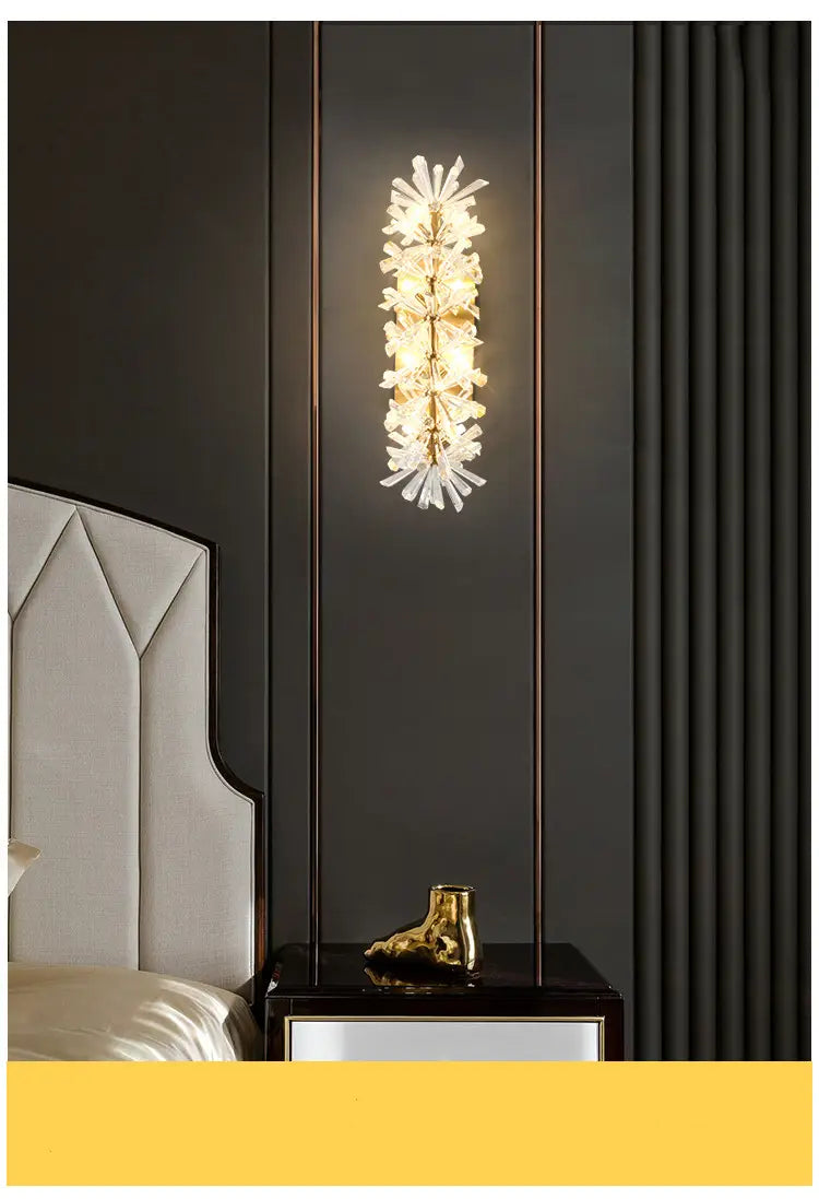 Modern Crystal LED Wall Lights Gold Metal Living Room