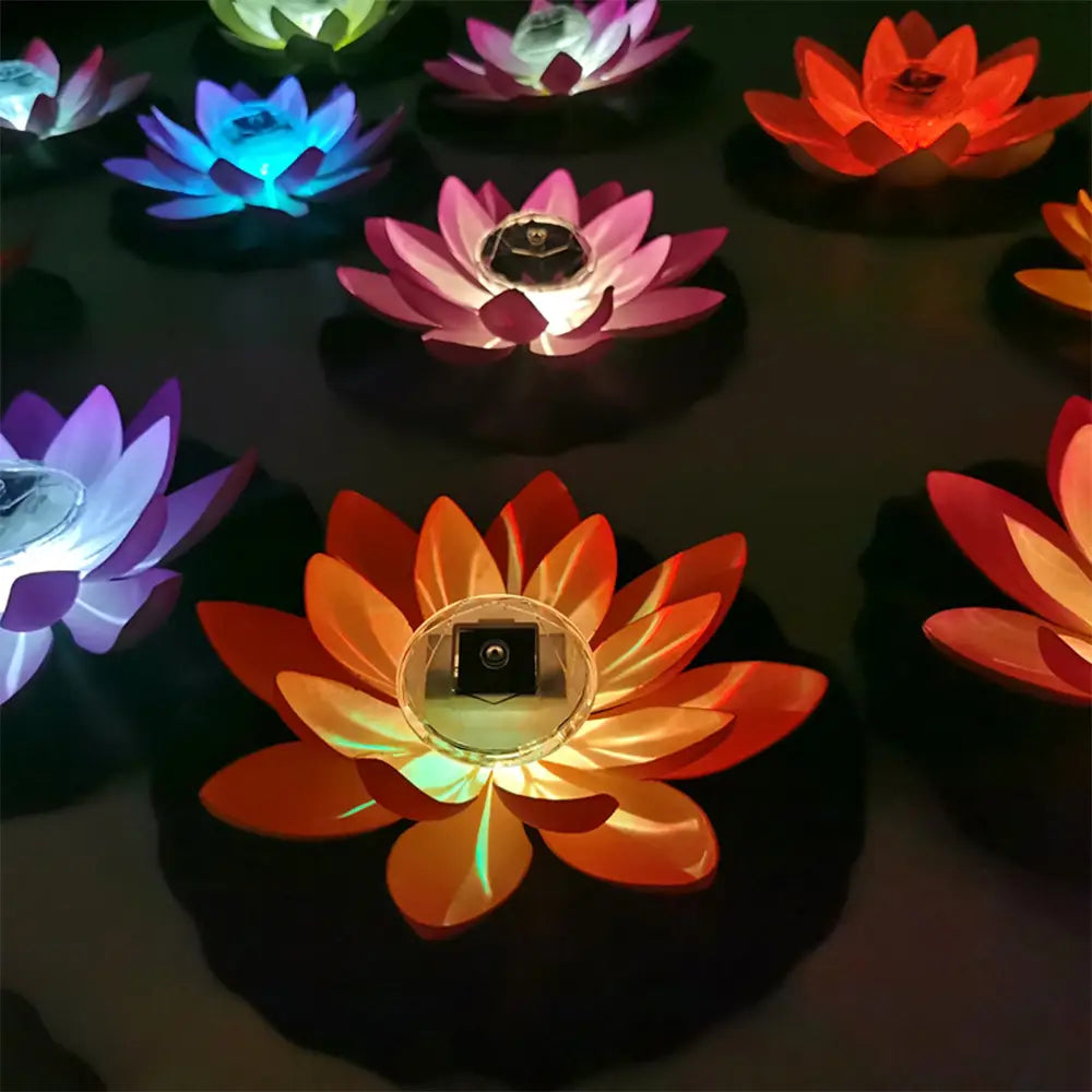 2pcs Solar Lotus Light LED Energy Saving Night Lamp