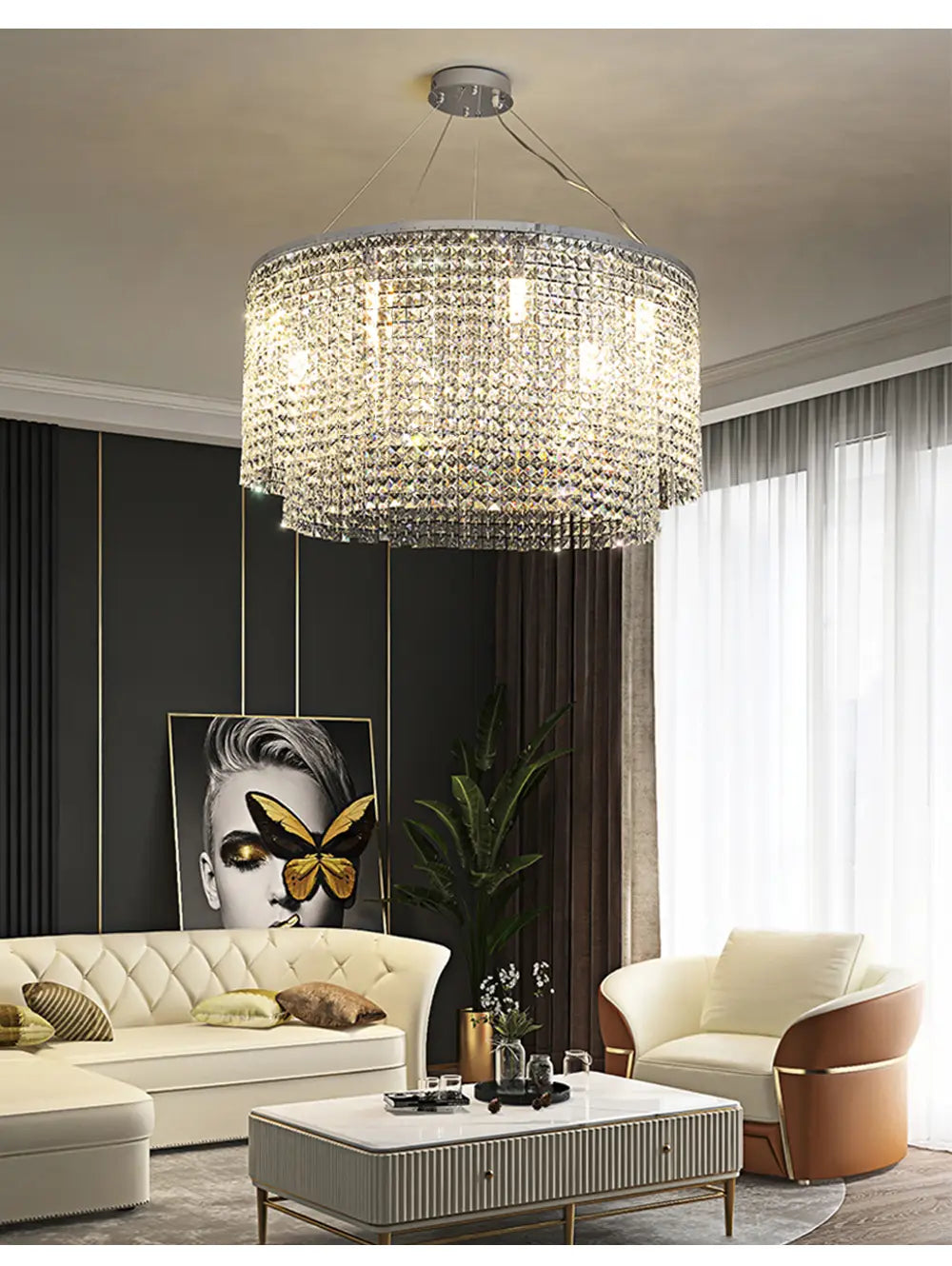 Luxury Chrome Ceiling Chandeliers New Hanging Lamps Light