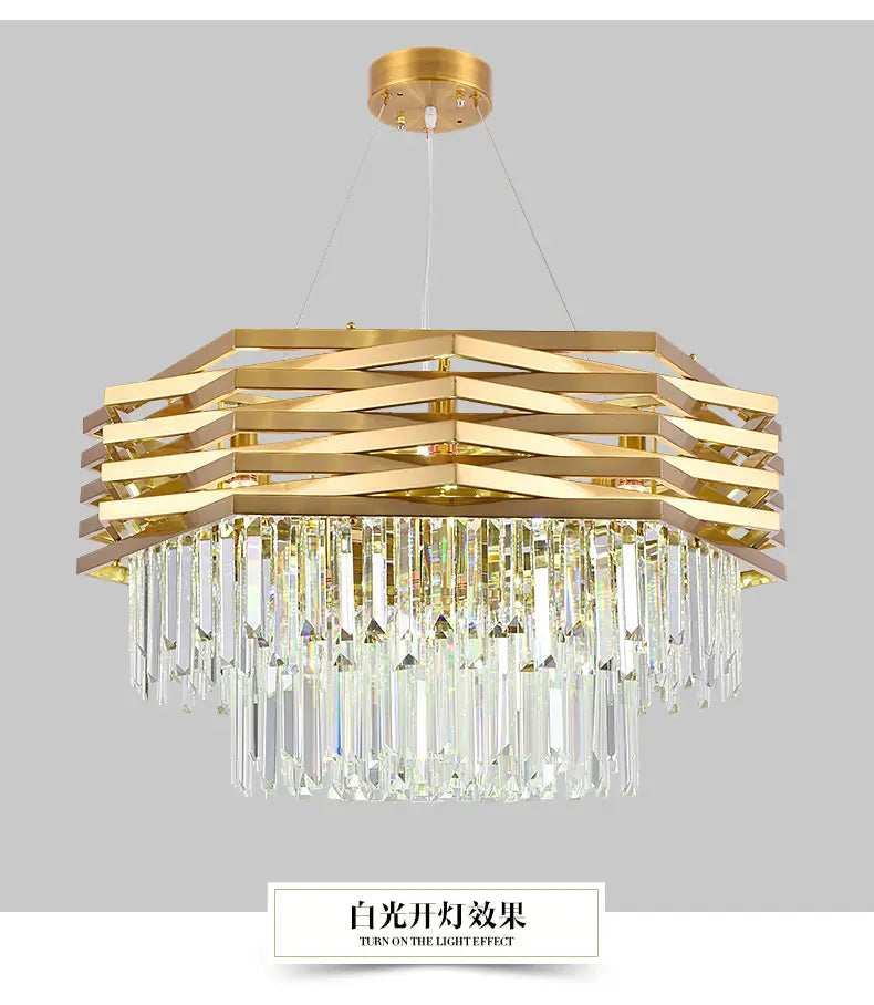 Modern Crystal Chandeliers / Gold Luxury Ceiling Chandelier