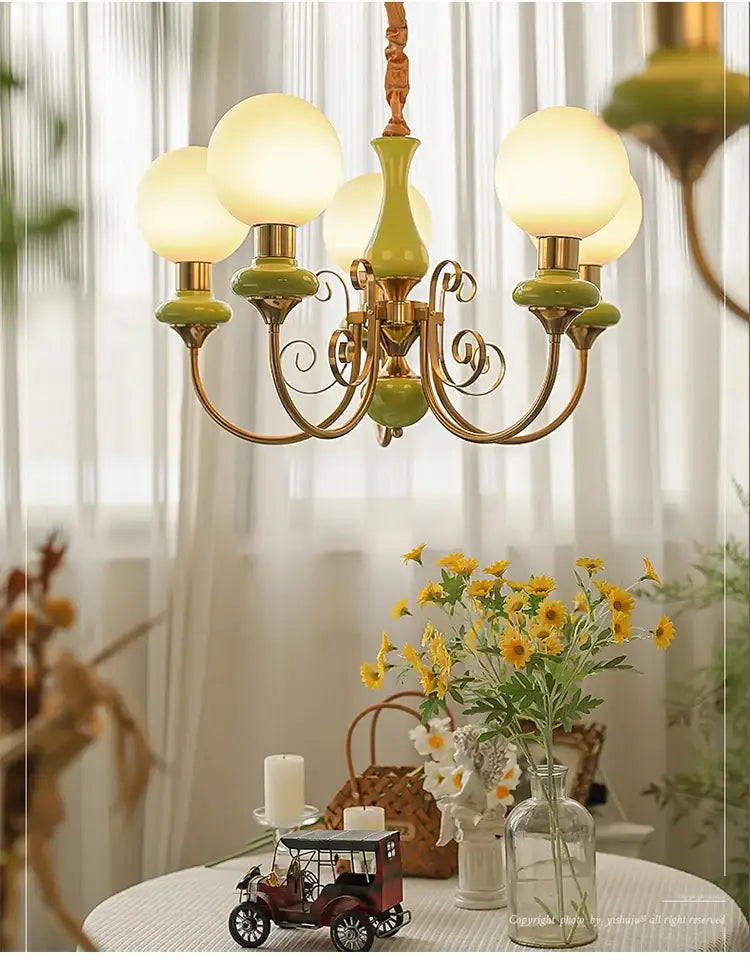 Elise Nordic Retro Pastoral Cream Style Chandelier - French